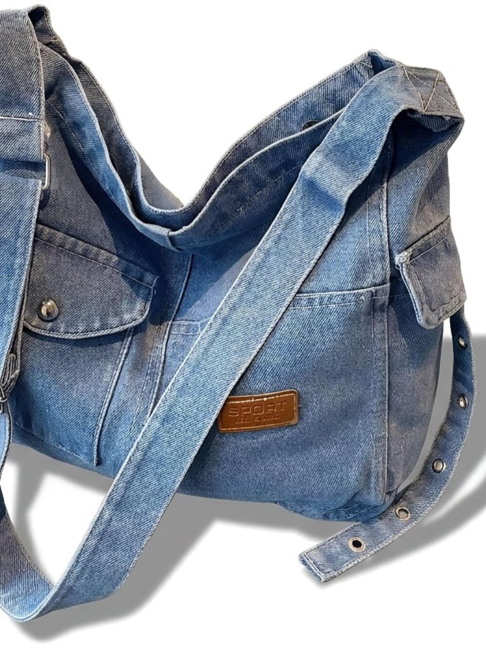 Denim Hobo Bag for Women Jean Crossbody Purse Blue Casual Tote